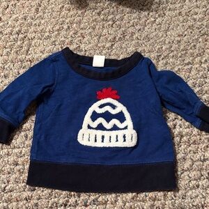 GAP Blue Sweater with Red and White Hat Design